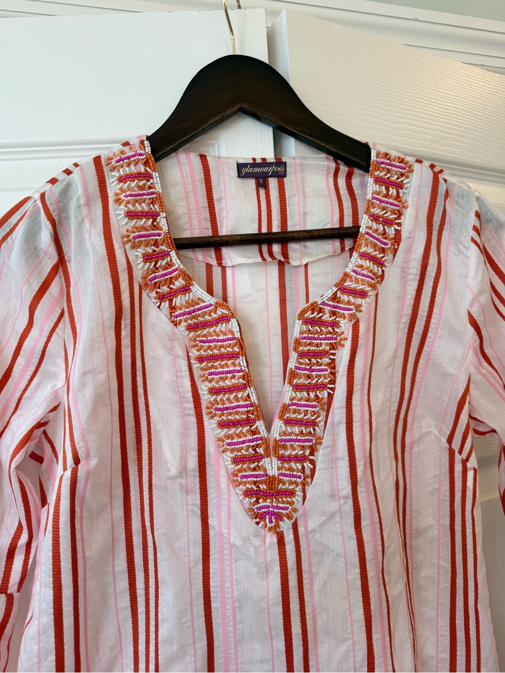 Glamourpuss caftan cabana striped orange - Picture 4 of 5